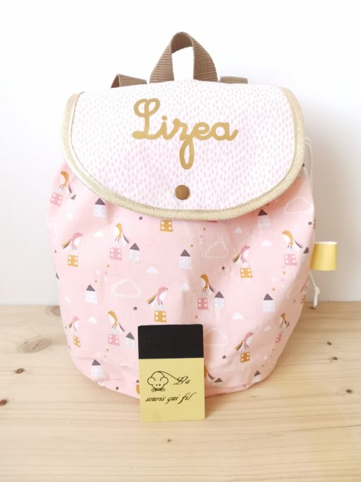 sac à dos  oiseaux rose