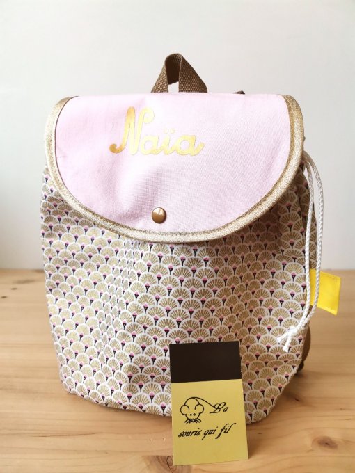 sac à dos éventails or/unis rose 