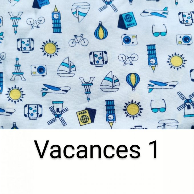 sac à dos motifs voyage /unis bleu 