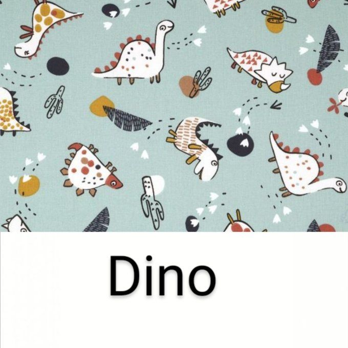 bavoir cantine motifs DINO et unis moutarde 