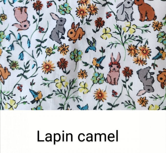Couverture motifs Lapins camel et unis gris foncé 