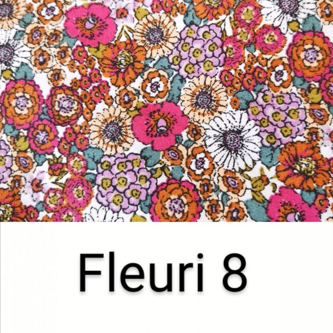 lot de 10 carrés coton lavables motifs fleuri 8