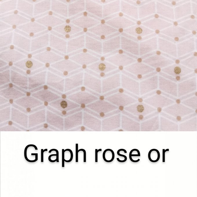 Couverture motifs graph rose or unis gris 