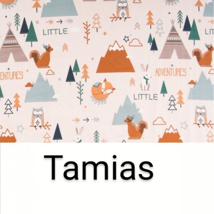 bavoir cantine motifs tamias unis taupe éponge grise