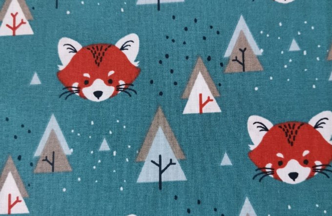 lot de 10 carrés coton lavables motifs panda roux 