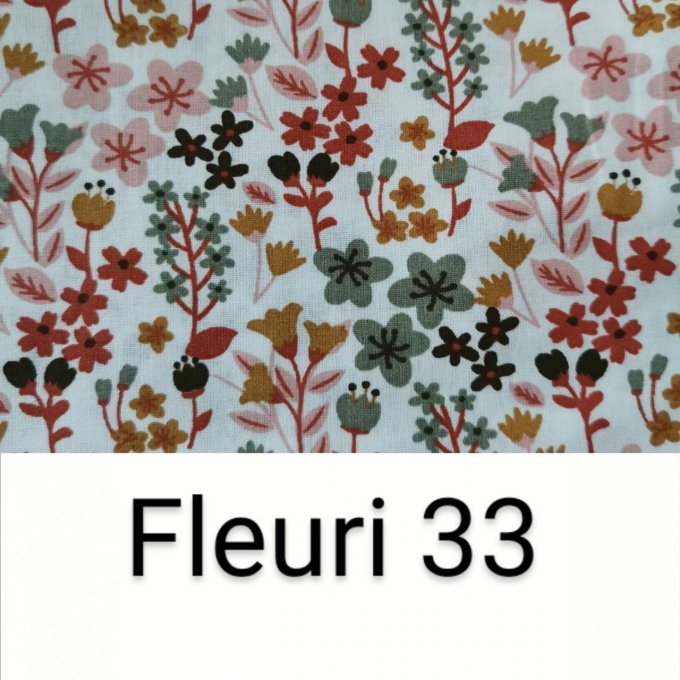 lot de 10 carrés coton lavables motifs fleuri 33