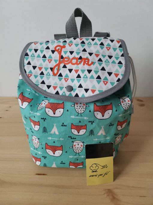 sac à dos  renard orange et menthe