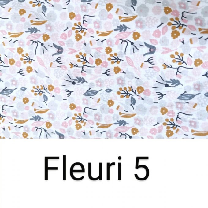 Panier personnalisé motifs fleuri 5 unis rose écriture en gris