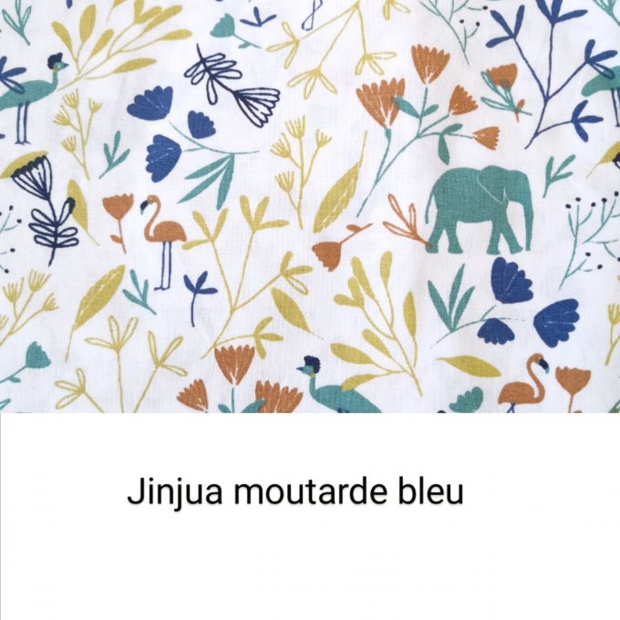 bavoir bandana motifs JINJUA bleu moutarde 