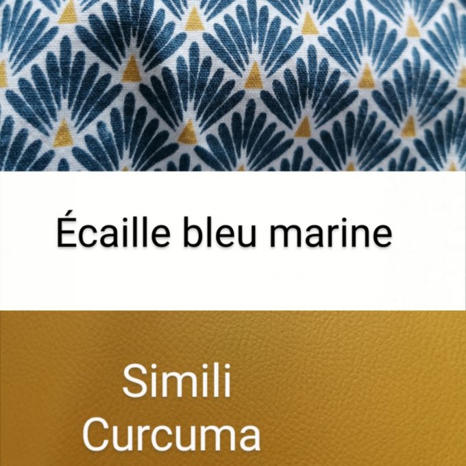 Besace motifs écailles bleu marine et simili Curcuma 