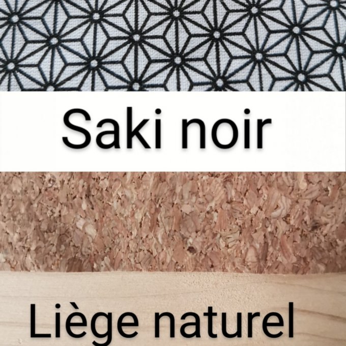 Besace motifs saki noir blanc et liège naturel 