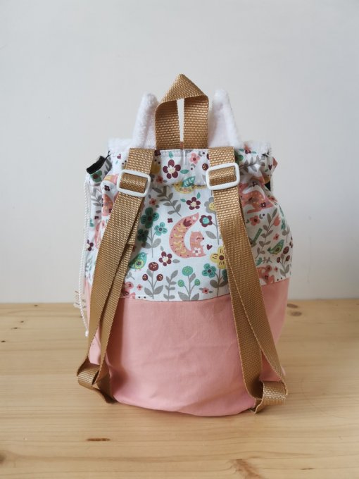sac à dos tête de renard corail motifs animaux flowers 