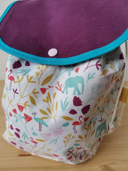 sac à dos motifs animaux unis mauve