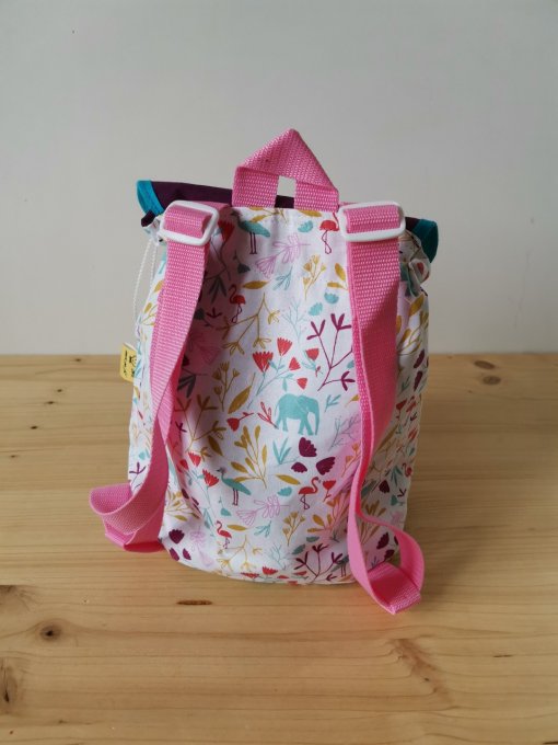 sac à dos motifs animaux unis mauve