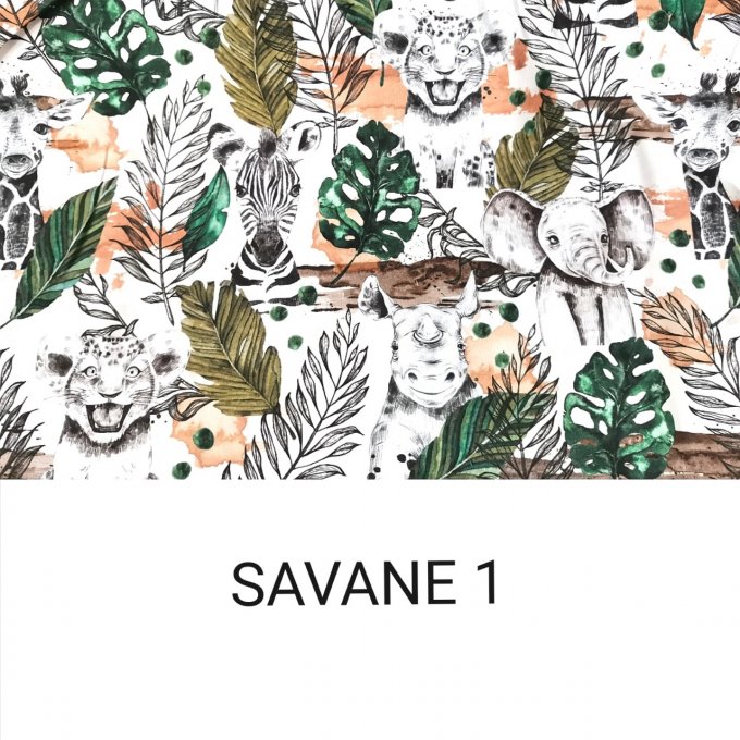bavoir cantine motifs savane et chocolat 