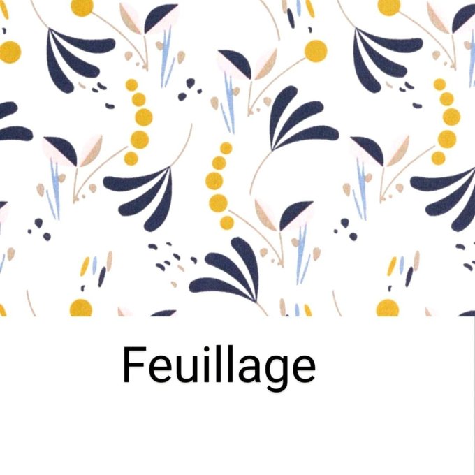 bavoir cantine motifs feuillage unis bleu éponge rose