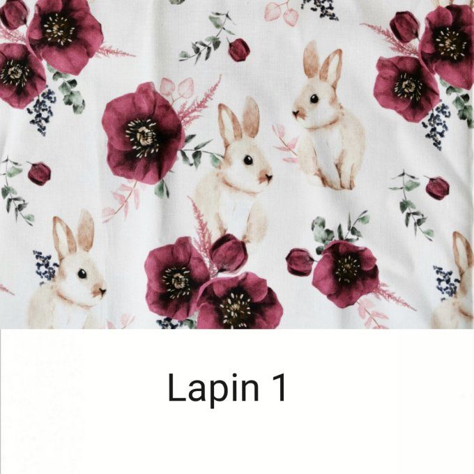 bavoir cantine motifs lapin 1 unis mauve éponge blanche 
