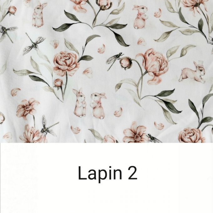 Couverture motifs Lapins  et unis rose