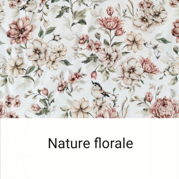 bavoir cantine motifs nature florale et coton unis beige 