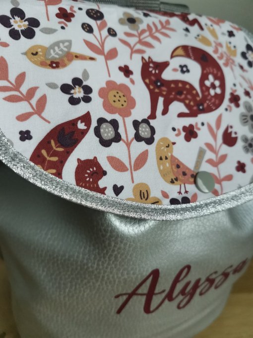 sac à dos enfant  motifs animaux flowers simili argenté 