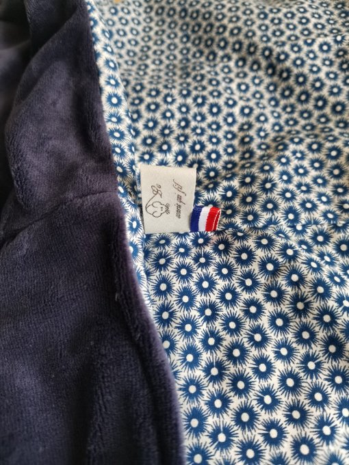 Tour de cou adulte double tour motifs oursins  minky polaire bleu 