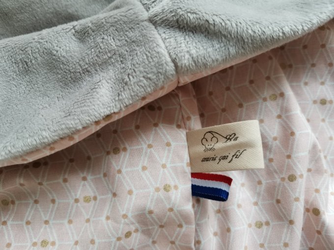 Tour de cou adulte double tour motifs graphiques  minky polaire beige 