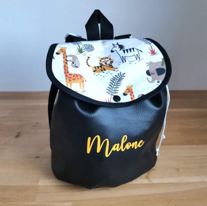 sac à dos  enfant motifs KANAKI simili rose noir 