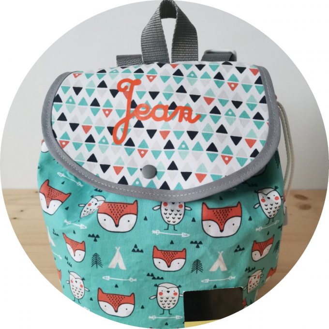 sac à dos  renard orange et menthe