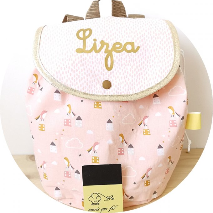 sac à dos  oiseaux rose