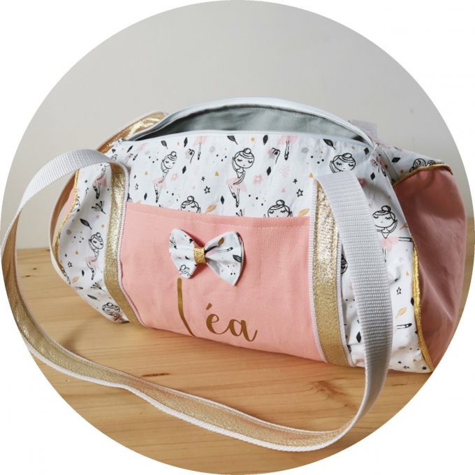 Sac bowling motifs danseuse étoile et coton unis corail 