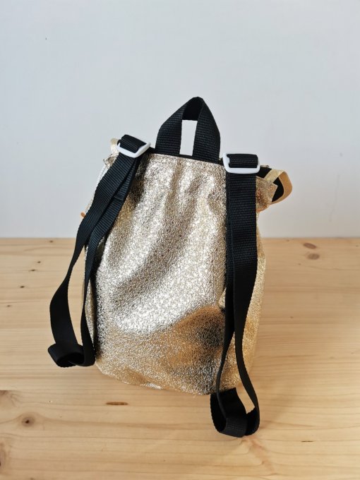 sac à dos  unis noir simili or  brilliant 