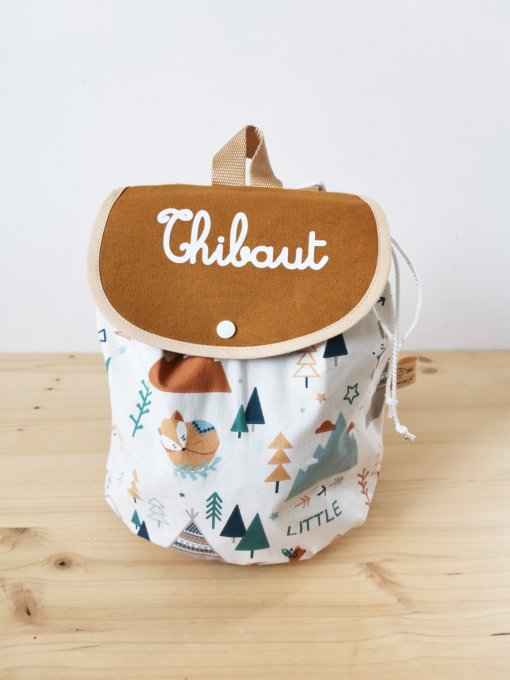 sac à dos motifs  tamias et unis camel