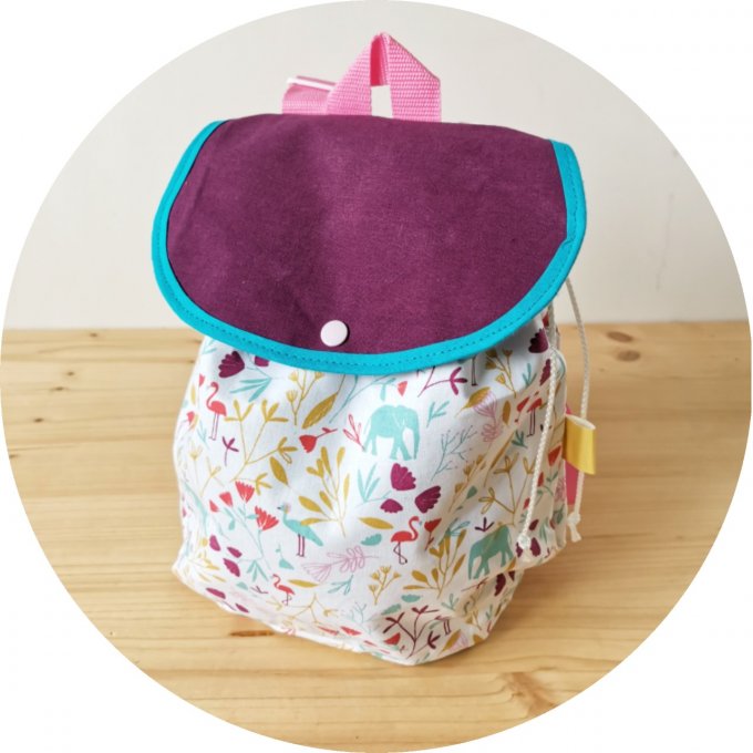 sac à dos motifs animaux unis mauve