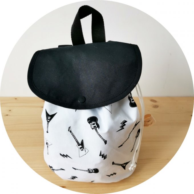 sac à dos motifs guitares unis noir 