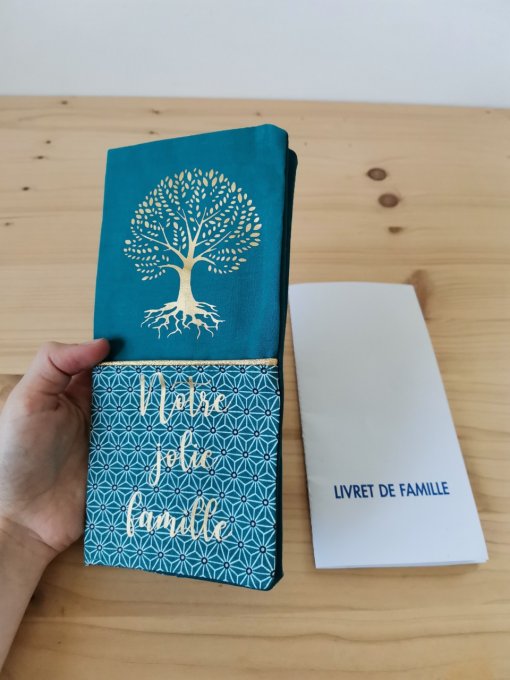 Protège livret de famille motifs canard écriture doré 