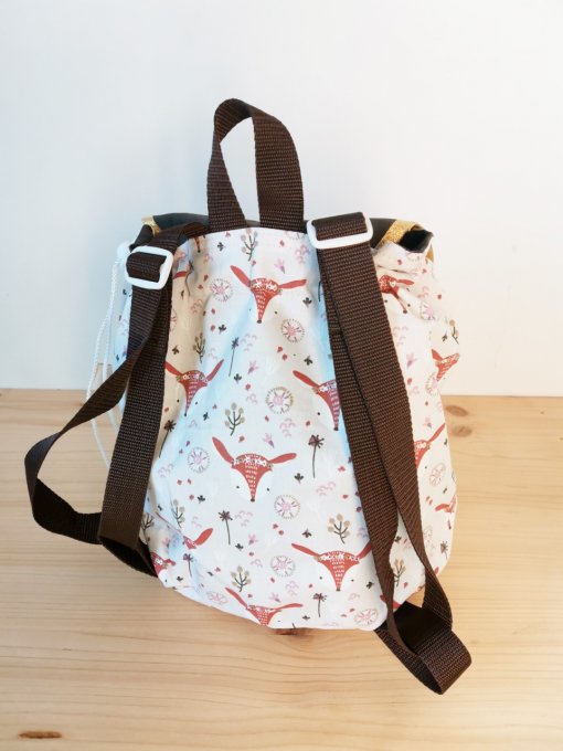 sac à dos  enfant motif biches unis taupe 
