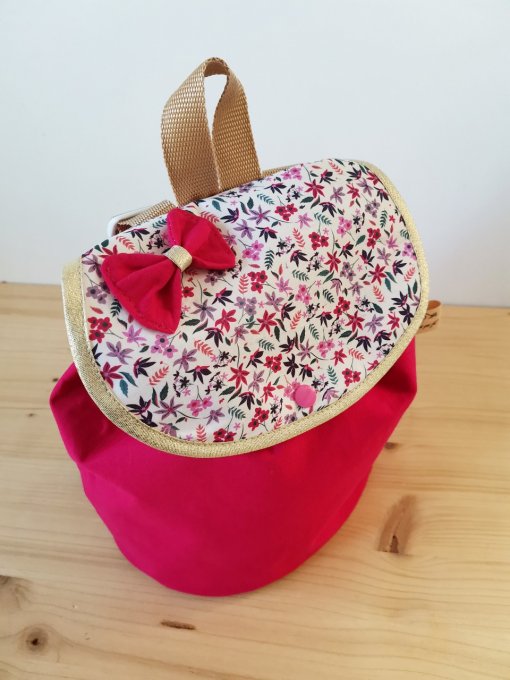 sac à dos enfant fleuri n°30 unis fuschia 