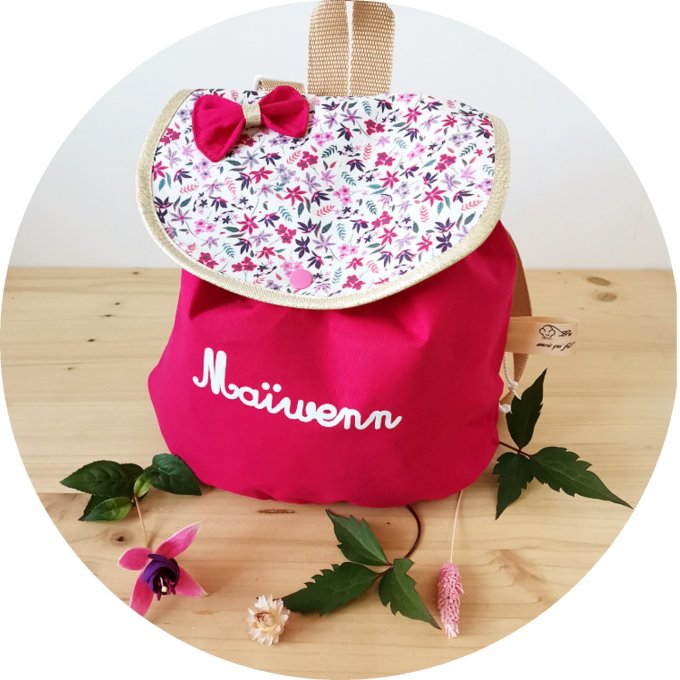 sac à dos enfant fleuri n°30 unis fuschia 