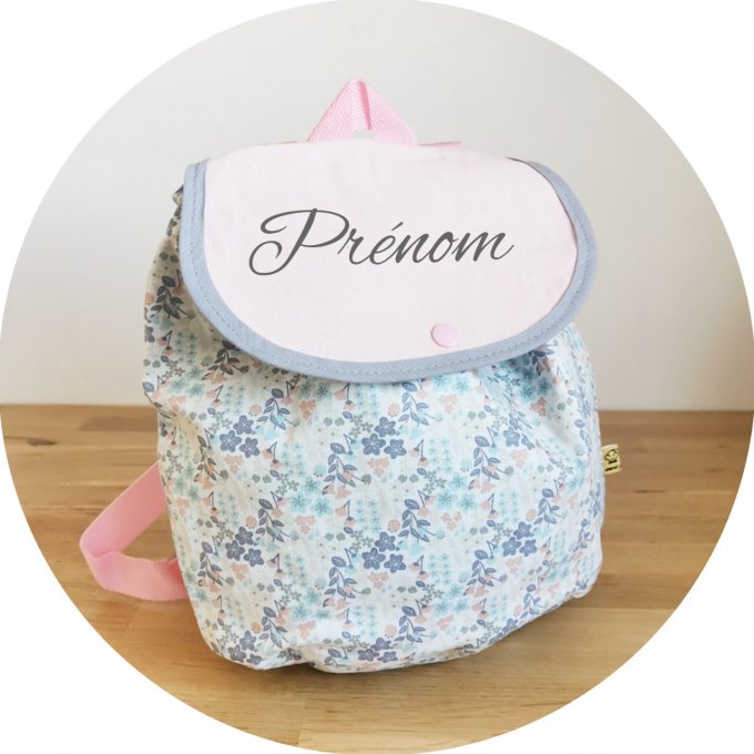 sac à dos enfant motifs fleuri violet rose