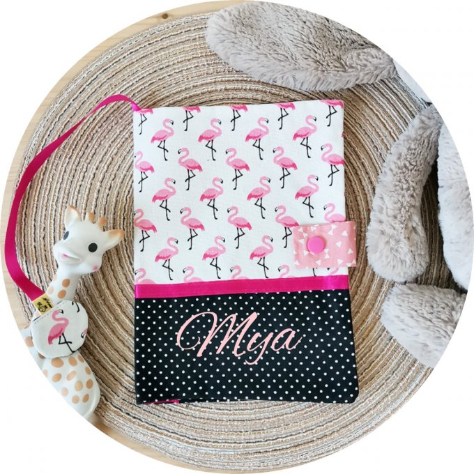 Protège carnet de santé motifs flamants roses 