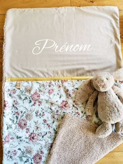 En stock couverture motifs nature florale et unis beige polaire sherpa brun