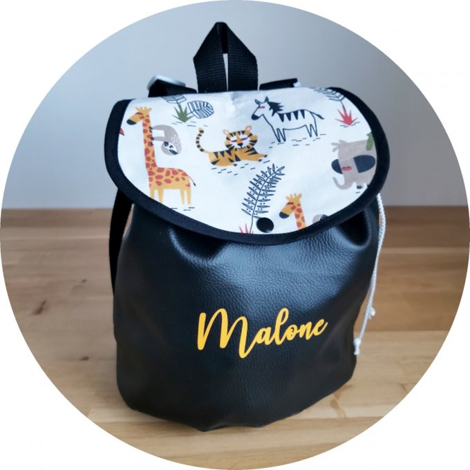 sac à dos  enfant motifs KANAKI simili rose noir 