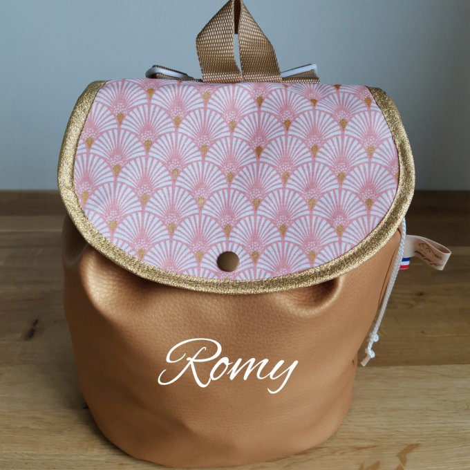 sac à dos enfant simili or motifs éventails 