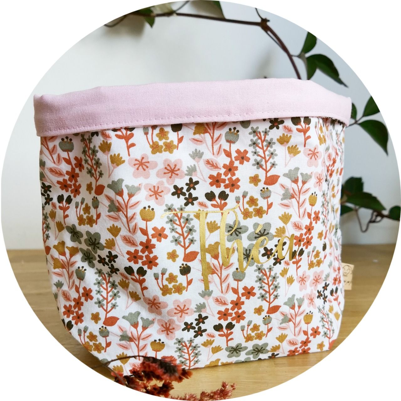 PANIER DE RANGEMENT PERSONNALISE FLEURI