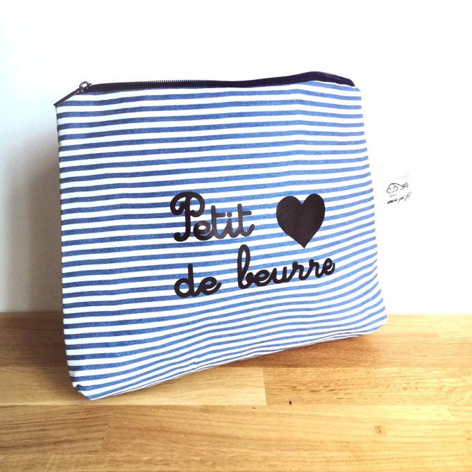 pochette personnalisée motifs Rayé bleu 