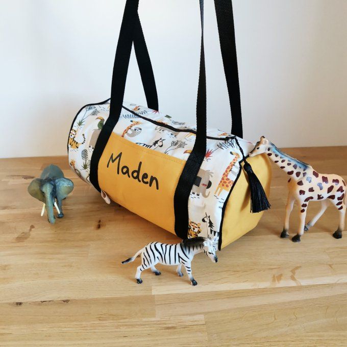 Sac bowling motifs KANAKI et coton unis moutarde 