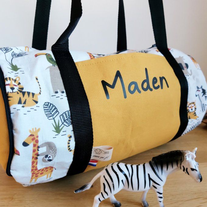 Sac bowling motifs KANAKI et coton unis moutarde 